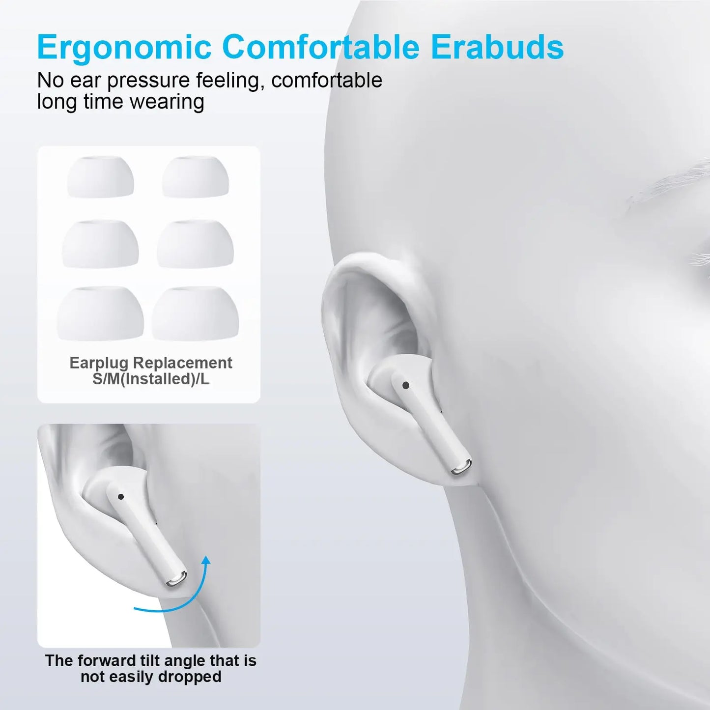 Portable Wireless Audio Headset Bluetooth 5.4 Earphones 3D Stereo/Wireless Earbuds with USB-C Charging Case Sports Audio Calls