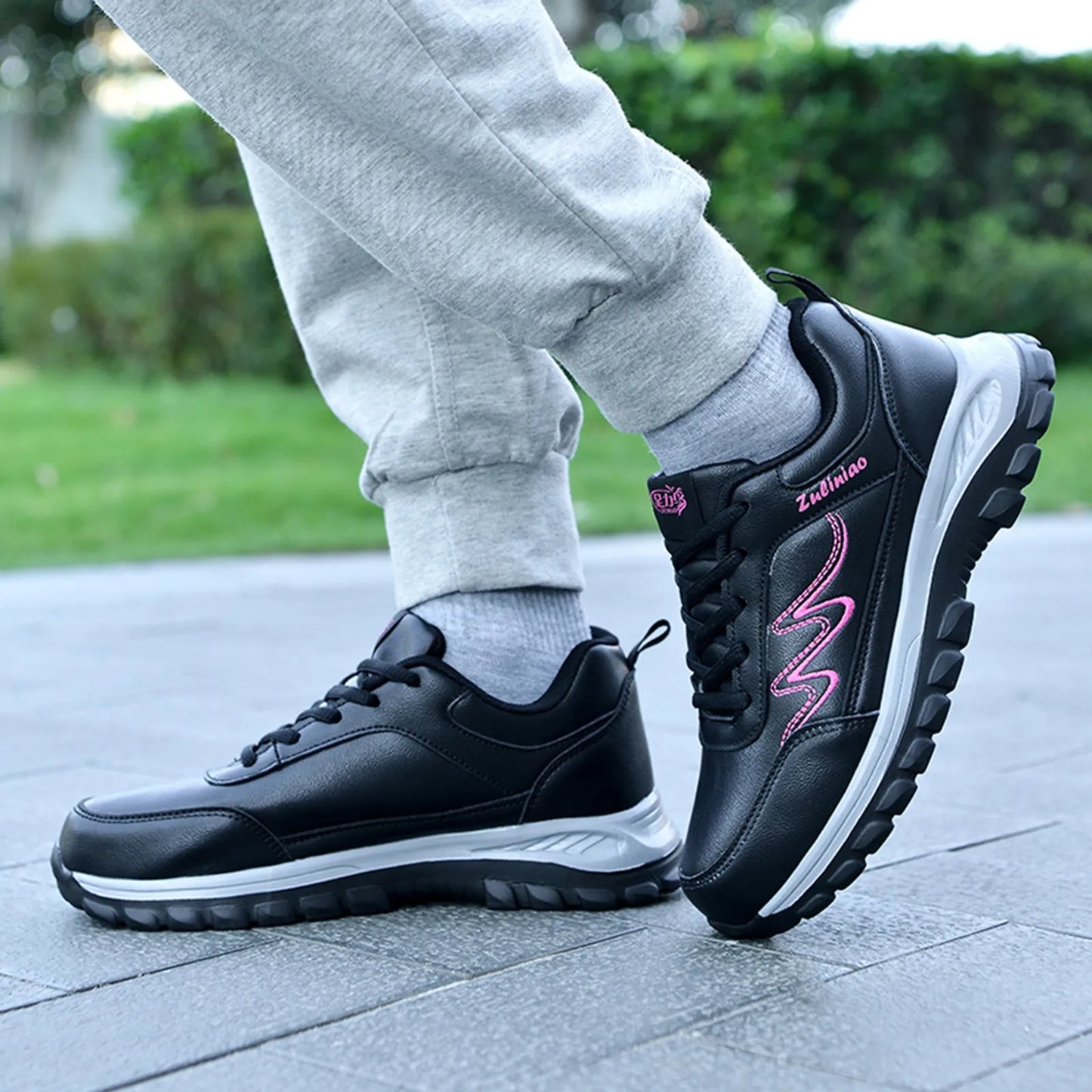 Fashion Autumn Women Sports Shoes Flat Non Slip Waterproof Lace Up/Simple Texture Design Casual Style Breathable Sports Sneakers