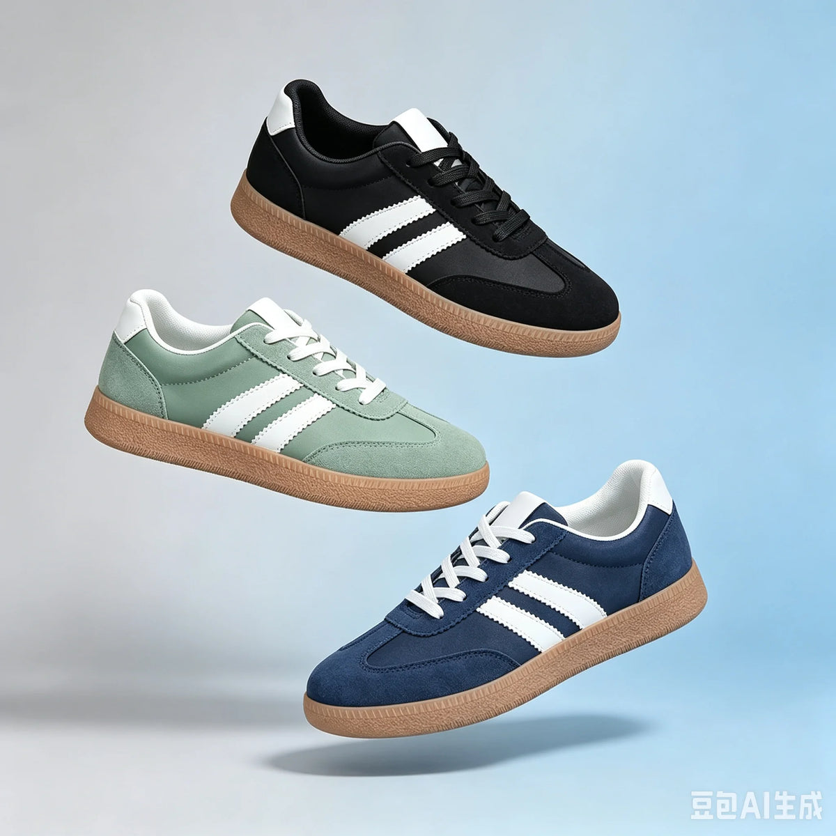Women's Retro Lace Up Sneakers Patchwork Fabric Upper 3 Stripe Decor/Gum Rubber Sole Lightweight Casual Walking Shoes Fashion Low Top