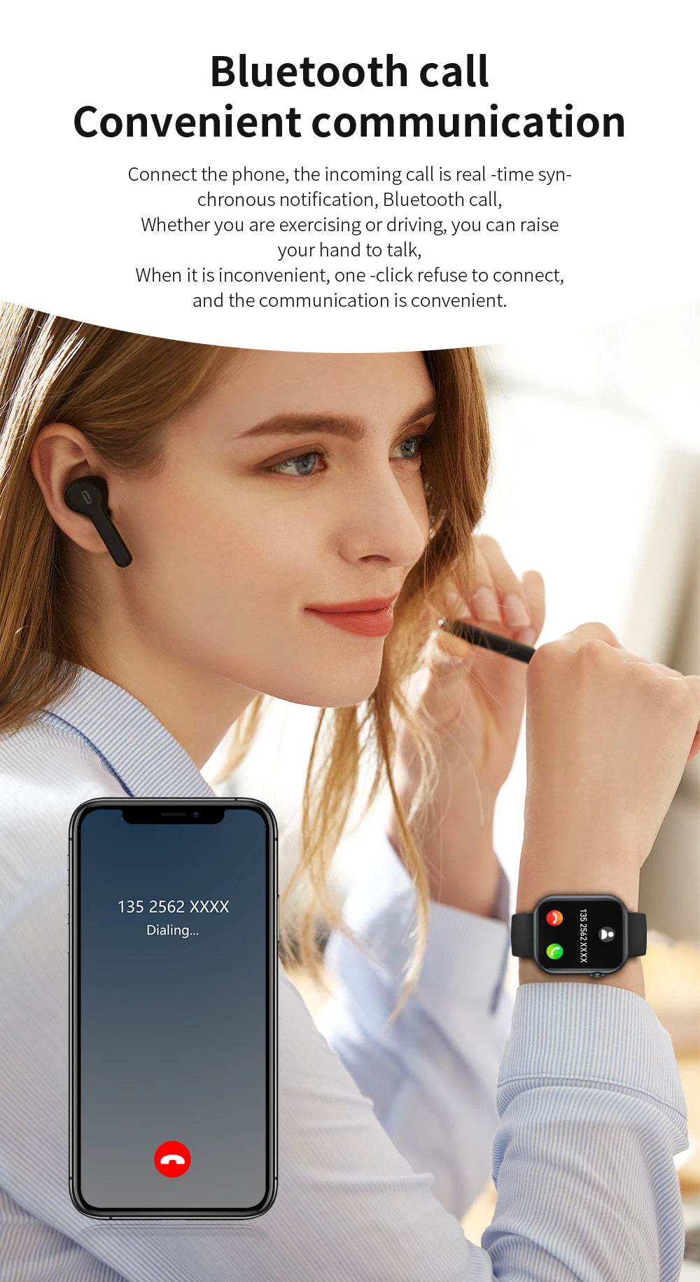 SENBONO Life3 Women Smart Watch Bluetooth Dials Call Health Monitor/Watch Sport Waterproof Smartwatch Women for IOS Android