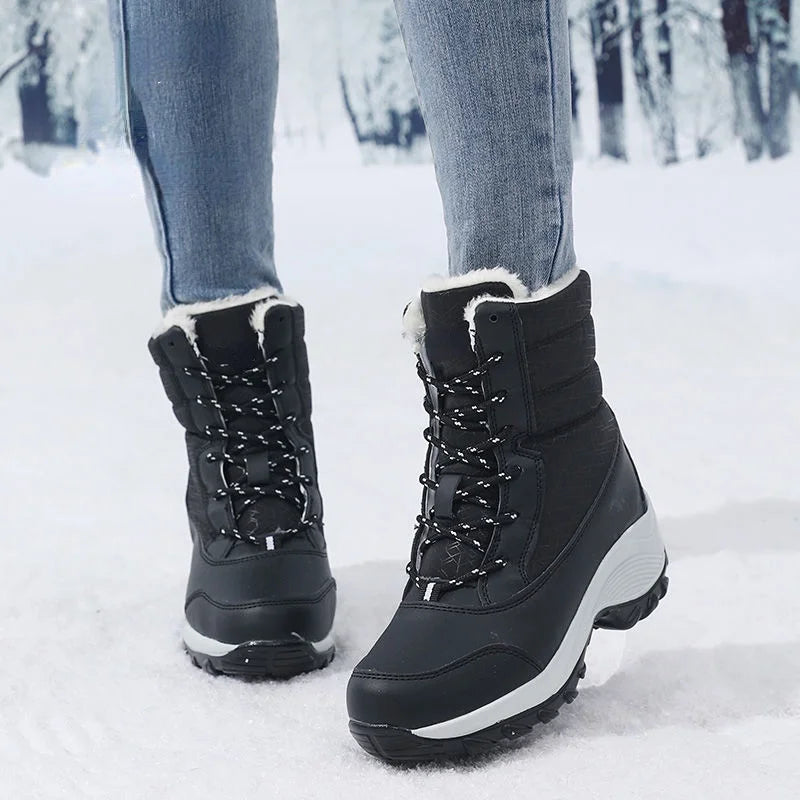 Autumn Winter Women's Ankle Boots Chunky Platform Waterproof Non-slip/Warm Shoes Woman Boots Outdoor Warm Snow Boots New