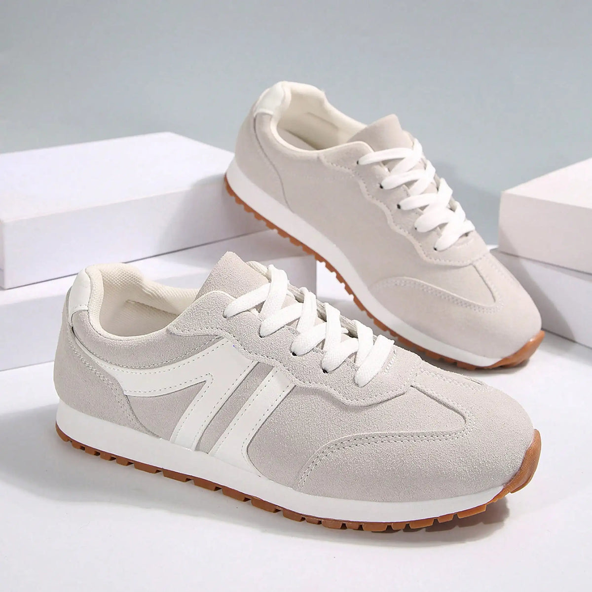 Sneakers For Women Fashion Tennis Shoes Casual Athletic/Solid Color Low Top Lace Up Plain Toe Fabric Inner PVC Sole Shoes