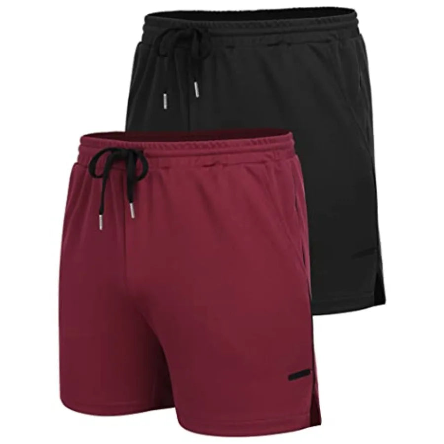 Men's 2 Pack Gym Workout Shorts Quick Dry Athletic Shorts/5 Inch Lightweight Sports Running Shorts with Pockets