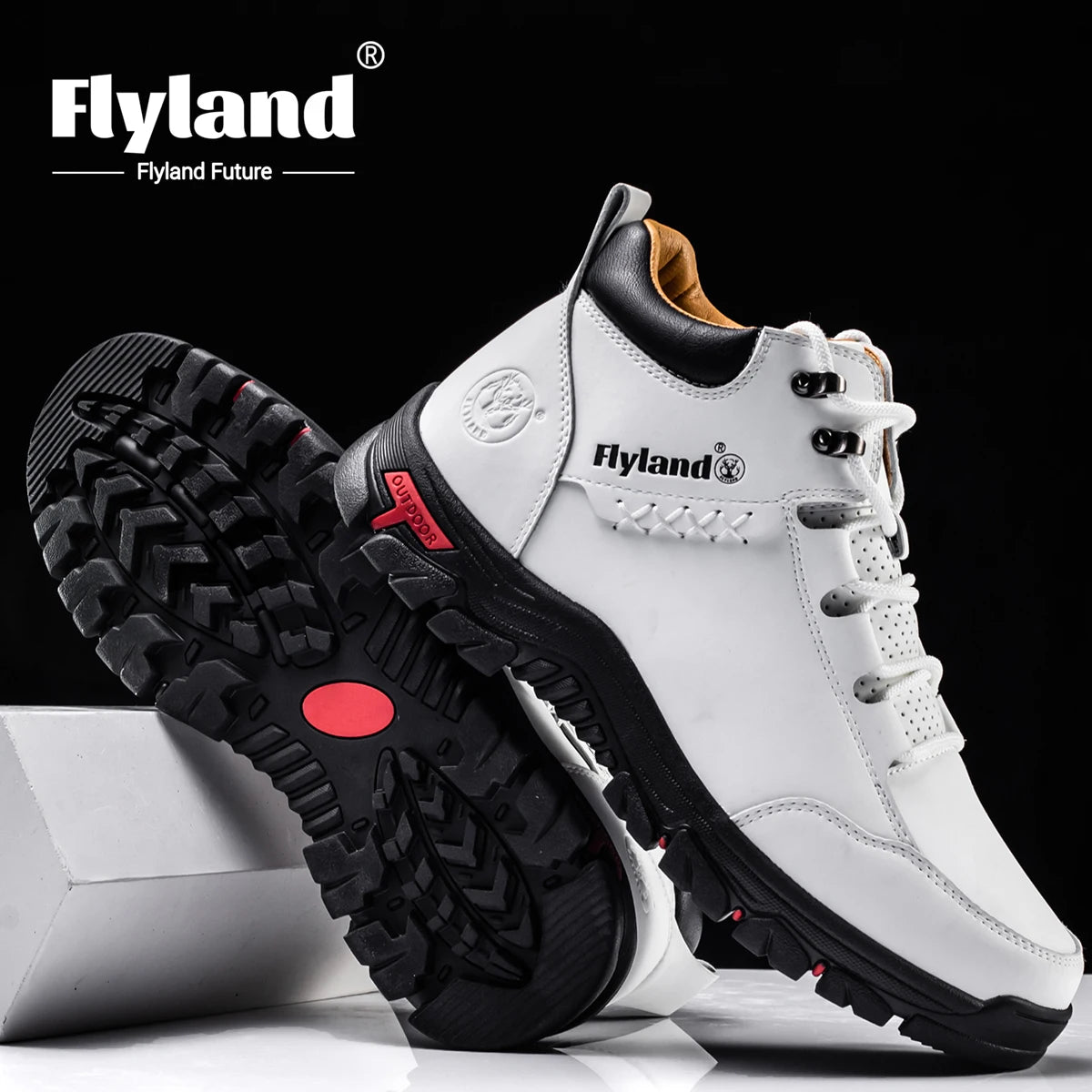 FLYLAND Men's Chukka Boots, Vintage Classical Top/Layer Cowhide Leather, Casual Work Office Shoes Daily