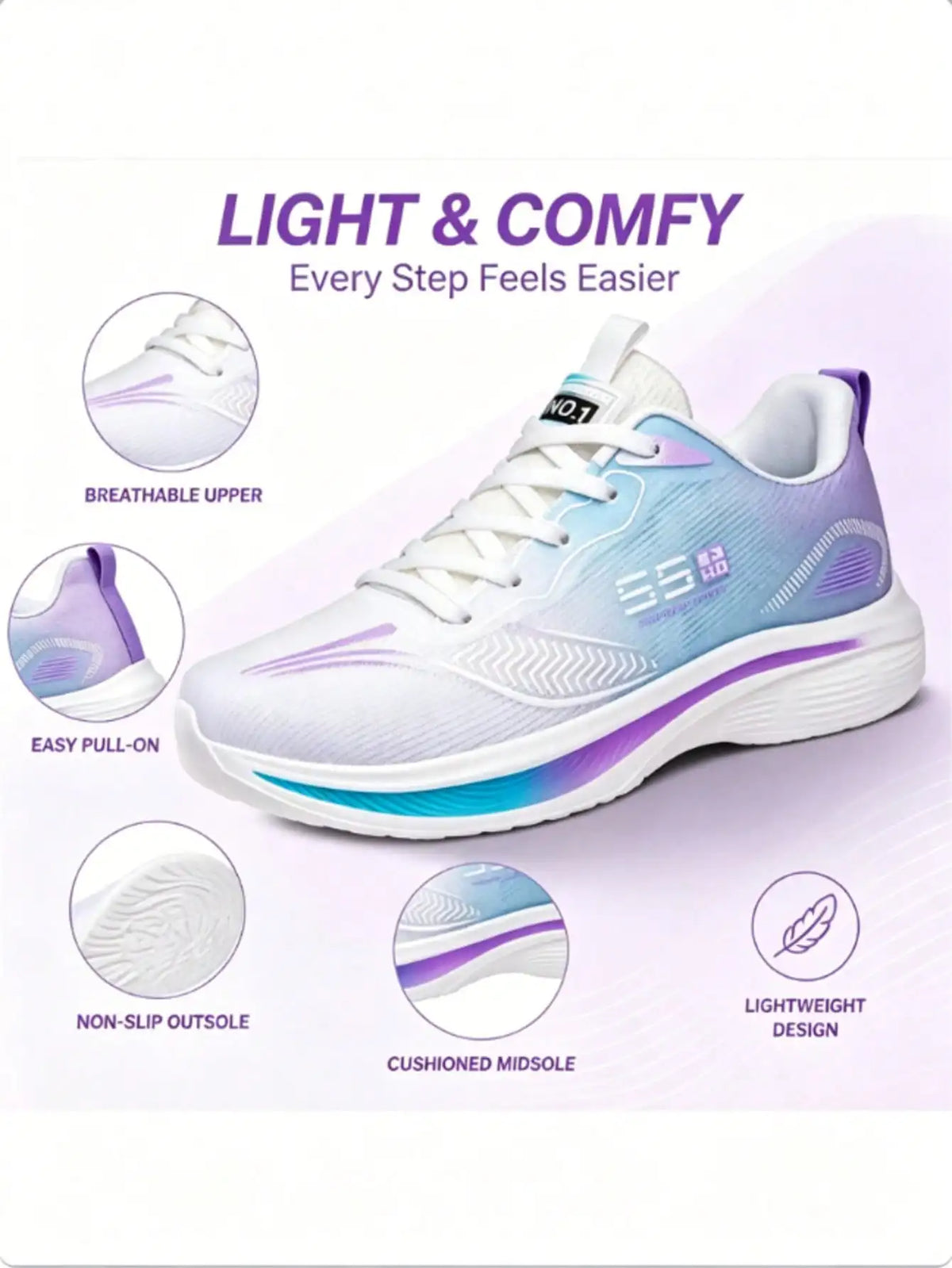 Lightweight Breathable Men's Running Shoes With Shock-Absorbing Sole/Non-Slip Wear-Resistant, Perfect For Daily Workouts