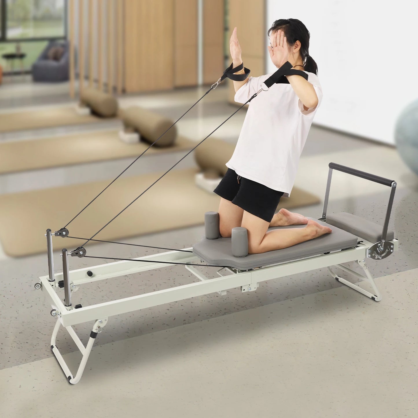 120kg/264.55lbs Foldable Pilates Reformer Machine/Multifunctional Yoga Fitness Equipment, Pilates Exercise Equipment
