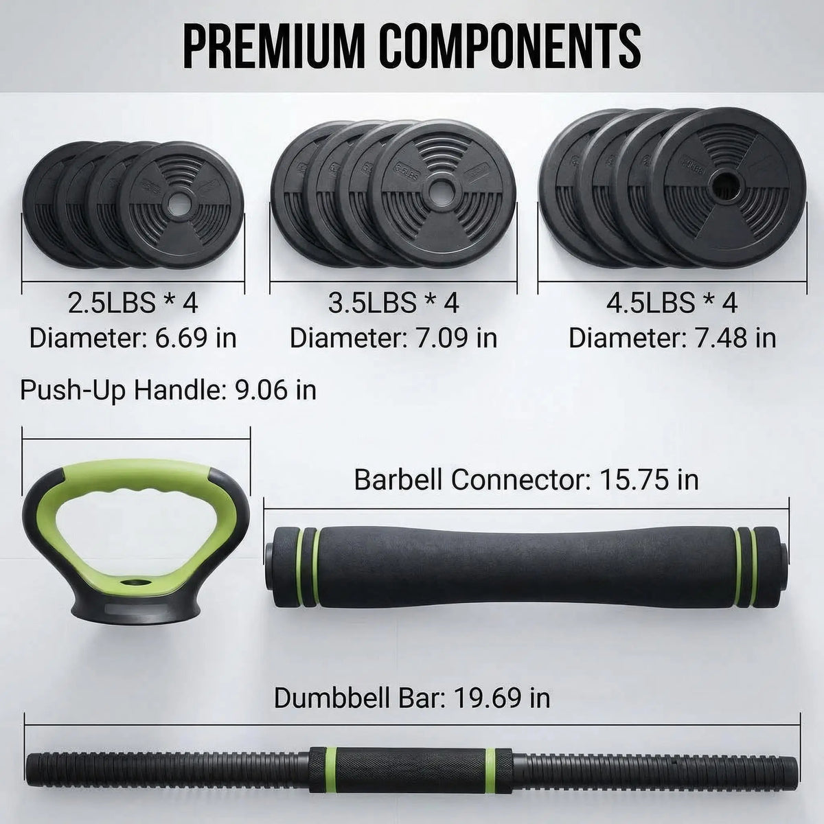 Adjustable Weight Set 44 Lbs, 4-in-1 Dumbbell Set/and Barbell Weight Set for Home Gym Converts to Kettlebell & Push-Up Stand