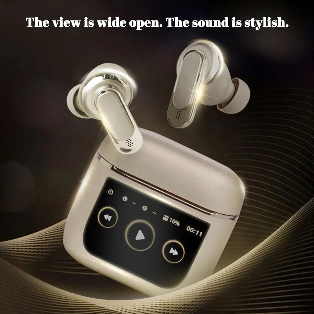 V8 Earphones Bluetooth 5.3 LCD Touch Screen Wireless Headphones/ANC Headset Cancellation Headphones 6Mic ENC HD Call TWS Earbuds