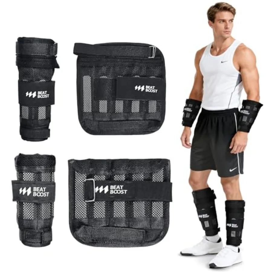 Ankle Wrist Weights 4lb 10lb 15lb 20lb 25lb 30lb Beat Boost/Adjustable Leg Arm Weights for Men Walking Pilates Exercise Workout