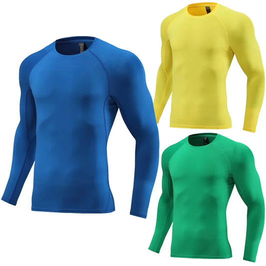 Men Long Sleeve Slim Tops Tees Sportswear Gym Fitness/Compression T-shirt Running Outdoor Jogging Tight Quick Shirt