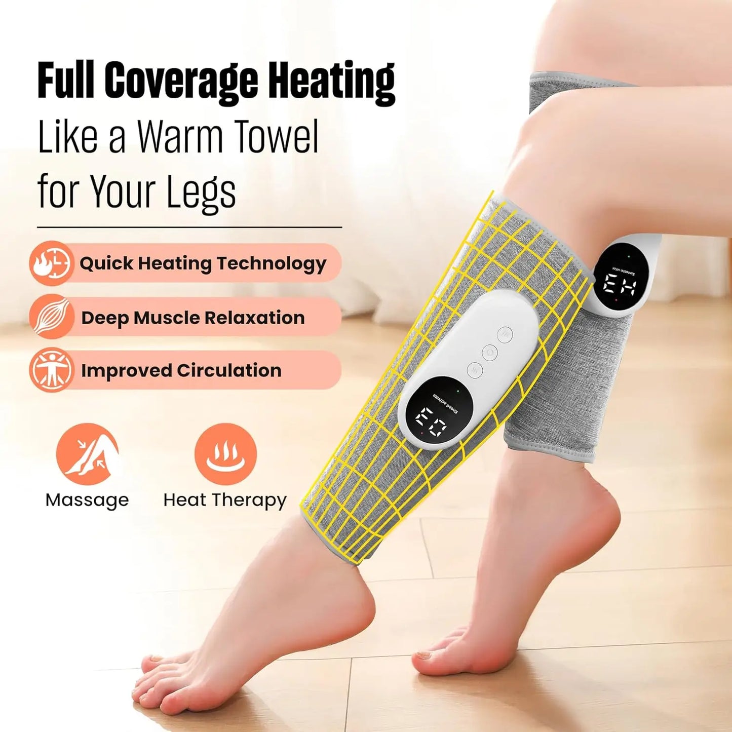Leg Massager with Heat and Compression Calf Massager/for Circulation and Pain with 3 Intensities 3 Modes Muscle Recovery