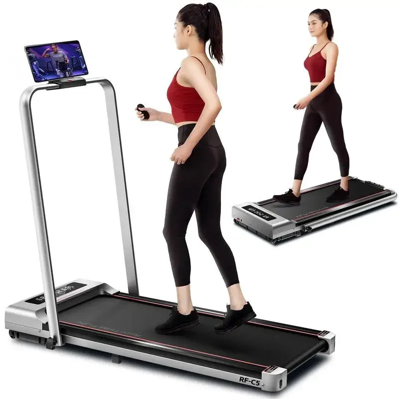 RHYTHM FUN 8° Incline Foldable Treadmill Under Desk Walking Pad/for Office Home Gym 300 Lbs Portable Exercise Equipment