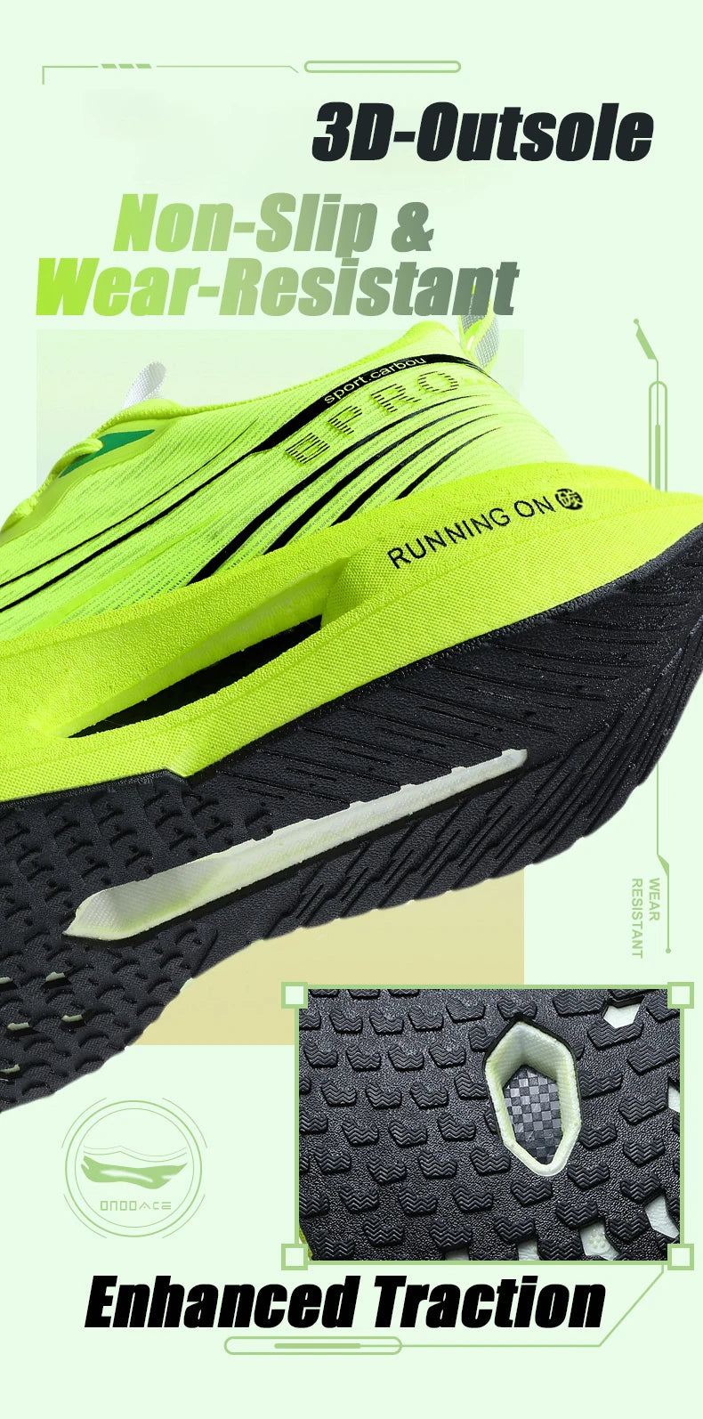 Men Breathable Mesh Comfortable Sports Shoes Fashion Color-Block/Sneakers Carbon Plate Support Light Rebound Running Shoes