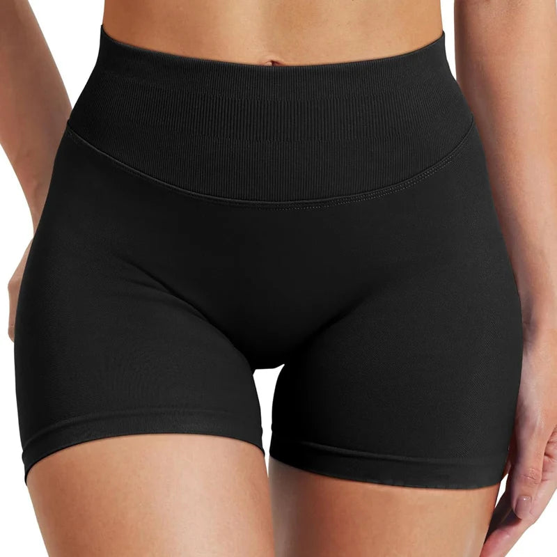 Seamless Shorts 4.5" Ribbed Yoga Shorts Women Flex Gym Shorts/Booty Running Short Butt Lifting Workout Pants