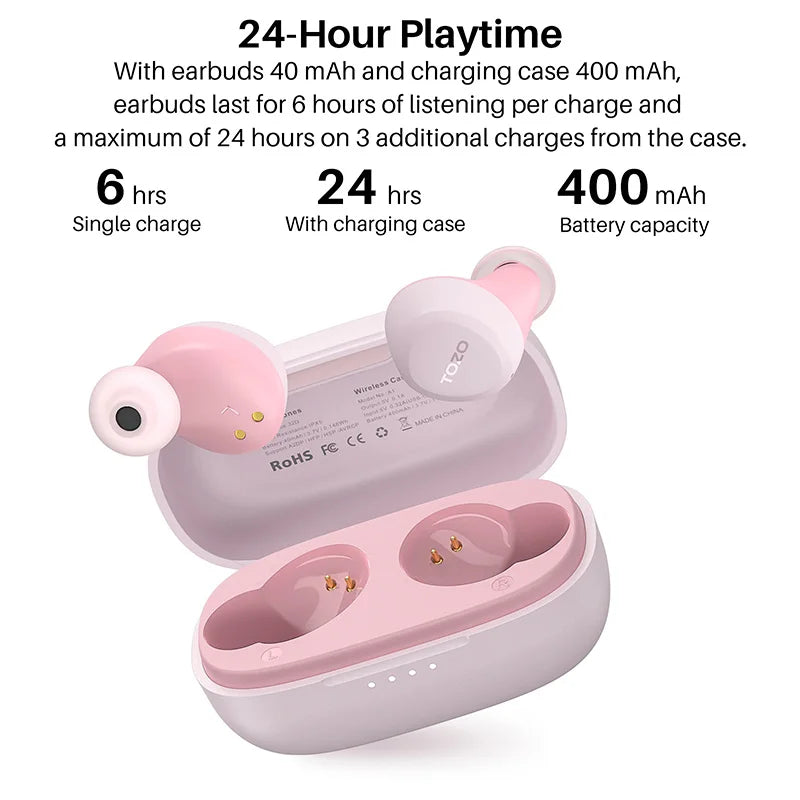 Refurbished TOZO TWS Earbuds in-Ear Wireless Bluetooth Headsets/with Mic Touch Control Sport Waterproof for Iphone Android