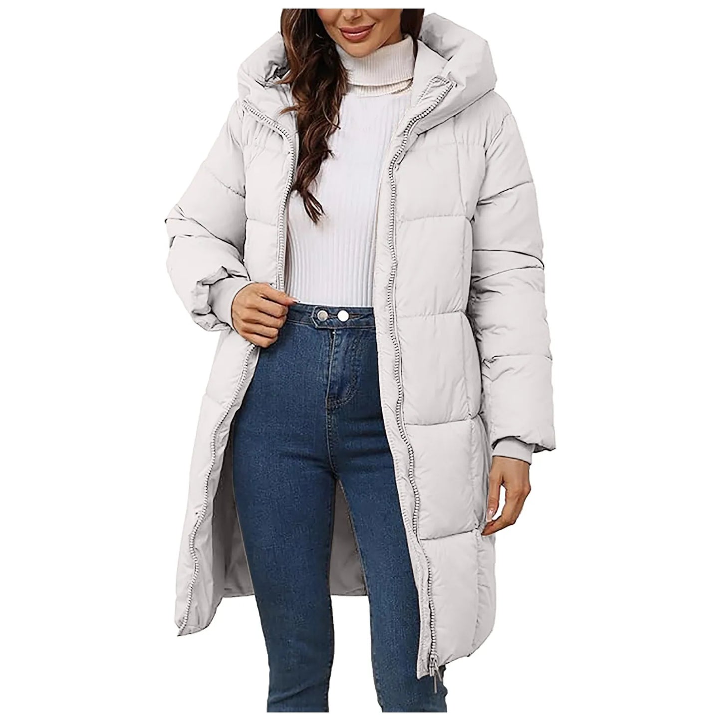 Winter Parkas Women's Down Cotton-Padded Jacket Long Coats/Hooded Overcoat Thicken Warm Slim Outerwear Female Casual Coats