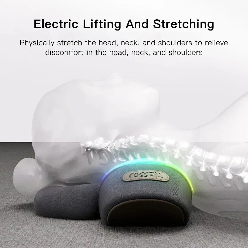 Okayso Electric Neck Massager Cervical Pillow Hot Compress Neck Stretch/Heating Vibration Neck Shoulder Massager Traction Pillow