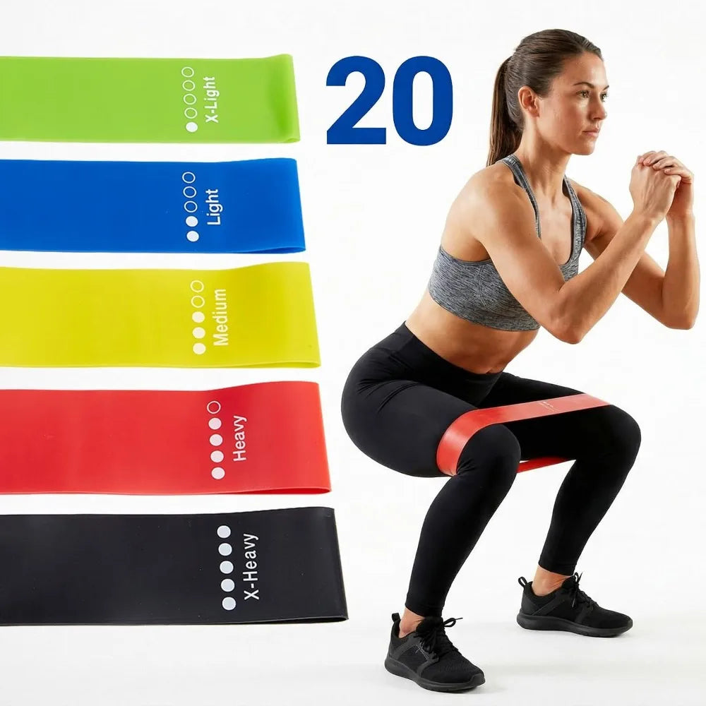 20 Count TPE Resistance Bands Fitness Set Elastic Exercise Loops/for Strength Workout Muscle Stretching  Yoga Gym Equipment