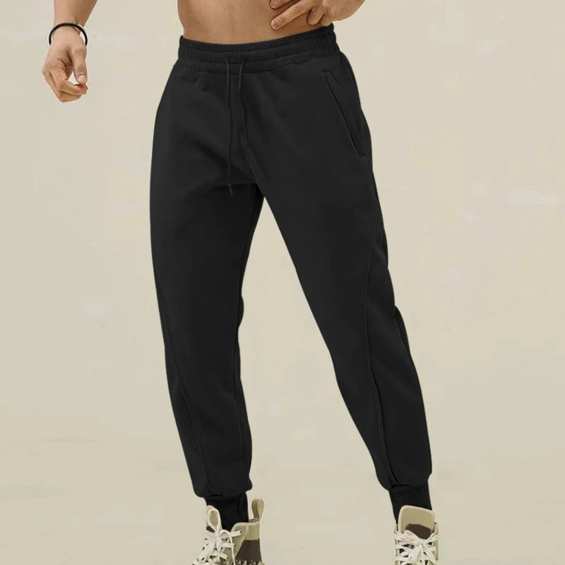 Loose Fit Mens Solid Joggers - Soft Slight Stretch Drawstring/Polyester Pants for Outdoor Sports and Casual Wear
