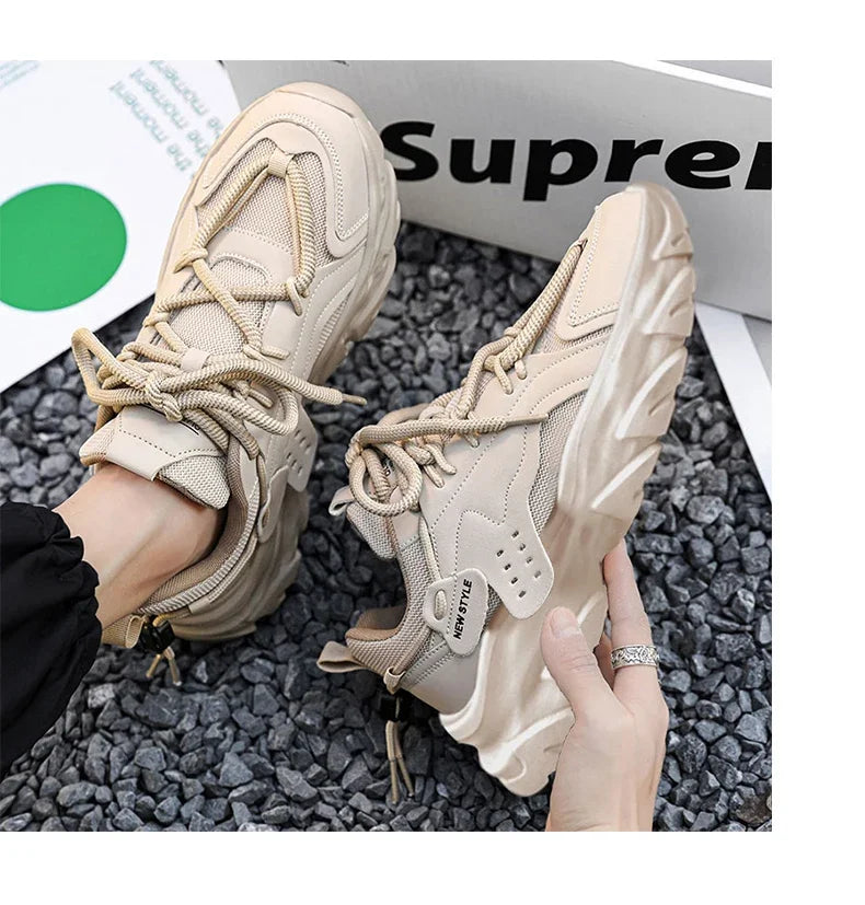 Men's Thick Sole Sport Shoes Simple Fashionable Casual Sneaker/High Quality Rubber Plastic Male Athletic Shoes Chunky Sneakers