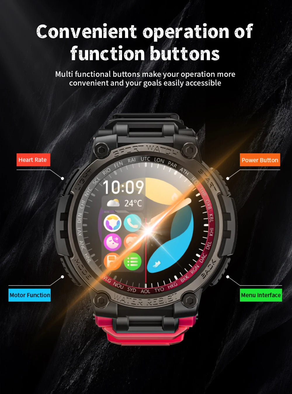 LOKMAT New ATTACK MAX Sport Rugged Smart Watch BT Calls Waterproof/Military Smartwatches Heart Rate Monitor Fitness Tracker