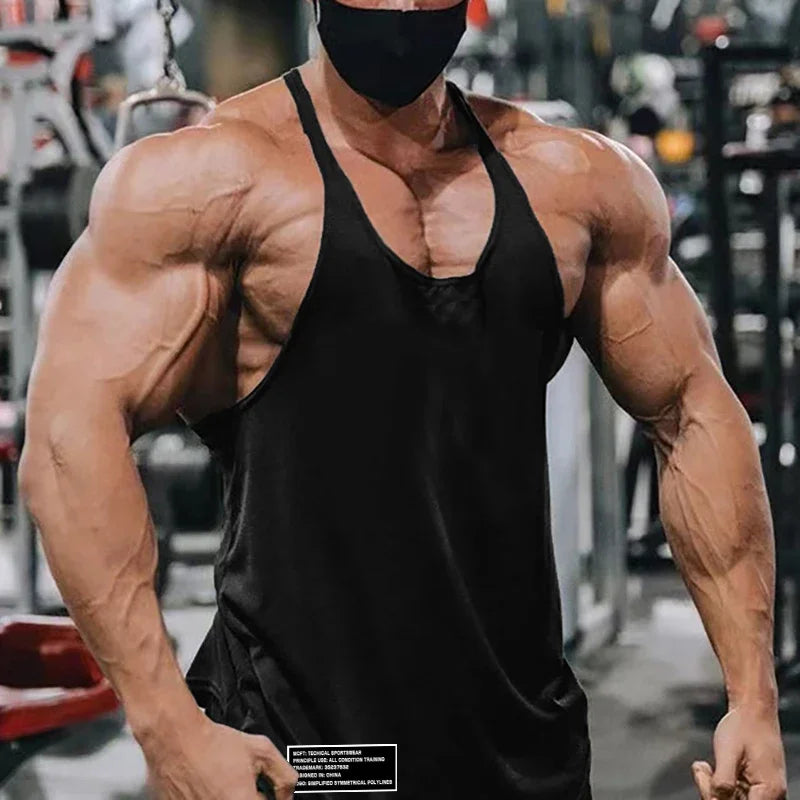 Gym Bodybuilding Fitness Vests Men's Running Sport Cotton Tank Tops/Summer Breathable Sleeveless Y Back Undershirt