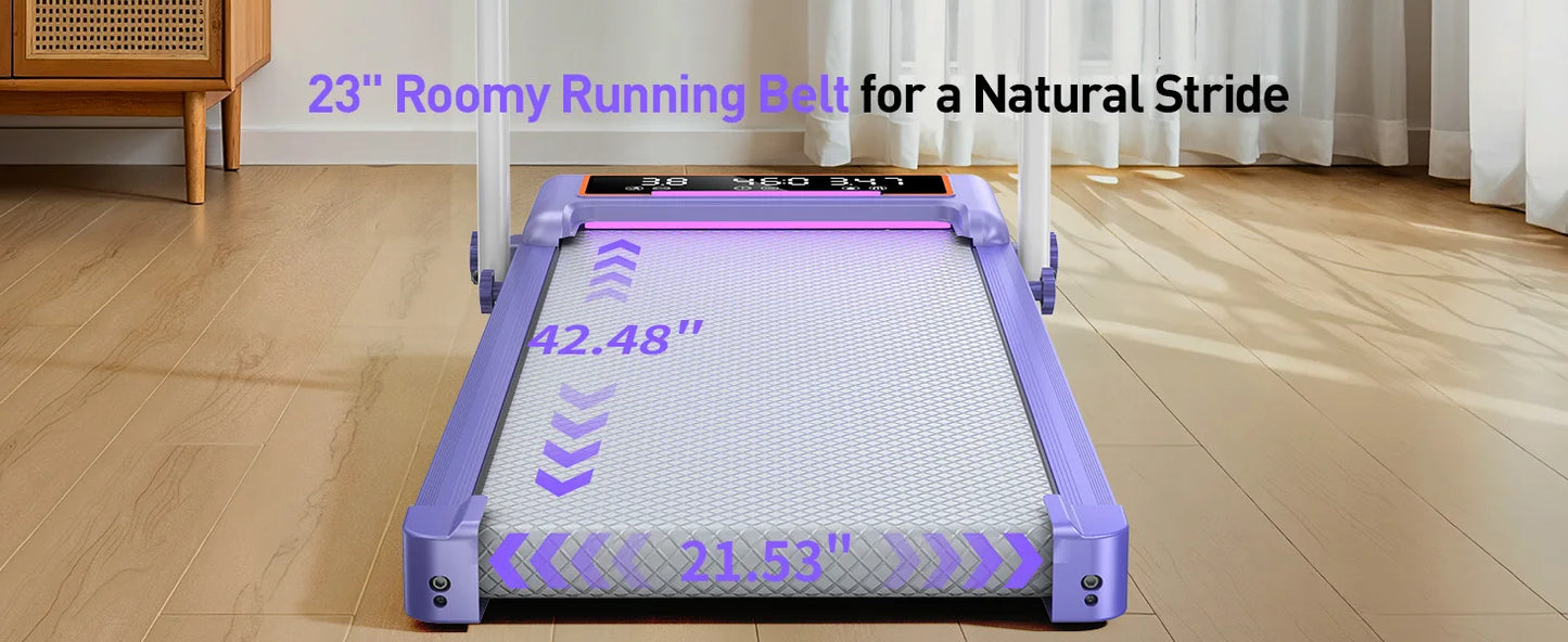 Folding Walking Pad with 15% Incline/RGB Light/Dual Screen Display/3.5HP Treadmills for Home,350lbs Capacity Smart App