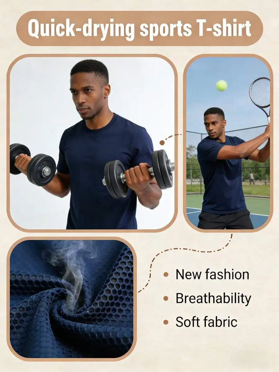 RELOUST 8PCS Workout Shirts For Men Athletic Running Gym T-Shirt/Quick-Drying Cooling Breathable Performance Top Moisture