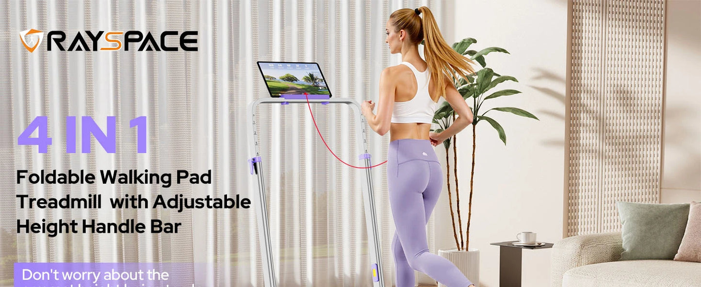 Walking Pad Treadmill with 15% Incline/Adjustable Height,3.5HP Walking Pad/with Handle Bar Foldable Under Desk Treadmill 350LBS