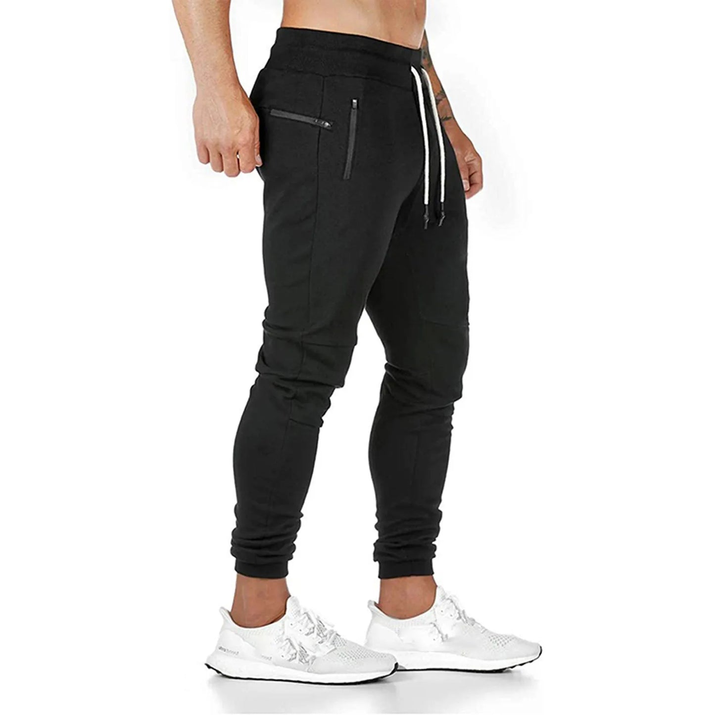 Cargo Pants for Men Solid Color Side Pockets Lace Up Waistband/Casual Trousers European American Fitness Athletic Trousers