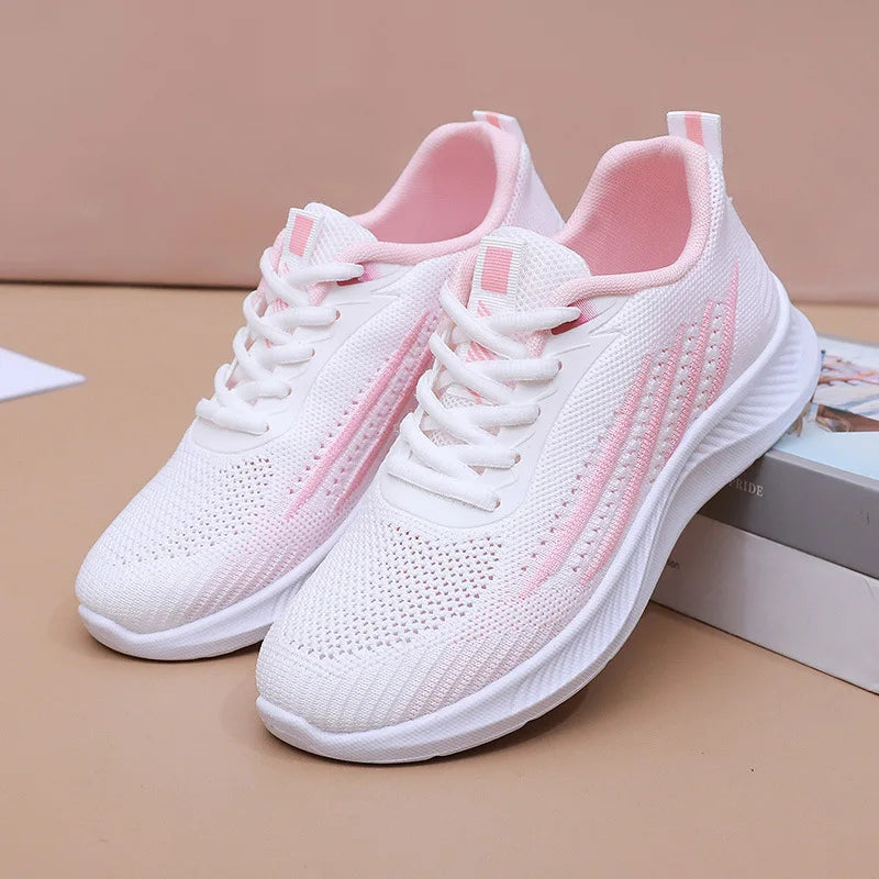 Women's Lightweight Running Shoes Summer Breathable Lace-Up/Gym Walking Training  Cushioned Sole Non Slip Fatigue Relief Casual