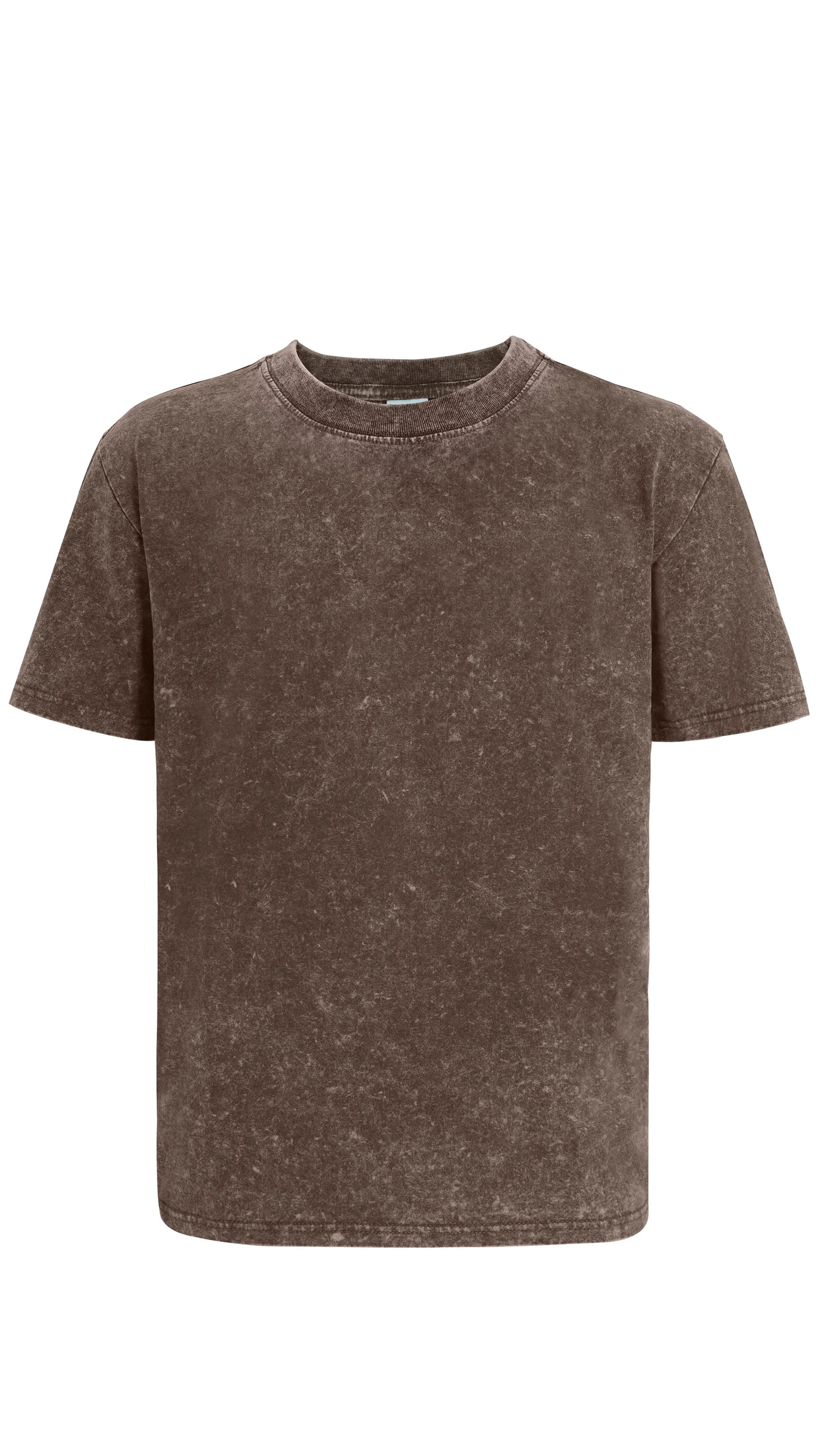 Men's 220g cotton washed T-shirt Retro heavyweight short sleeved/casual shirt solid color round neck short sleeved shirt