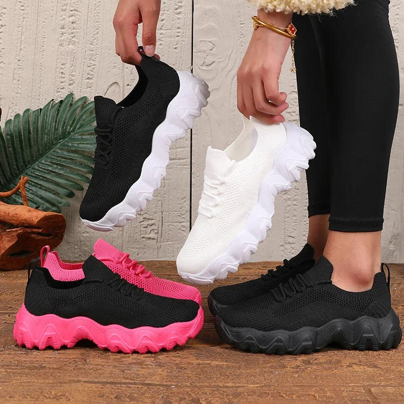 Women' Cute Lace Up Mesh Shoes Versatile Fashionable Design Sneakers/Lightweight Breathable Comfort Outdoors Walking Train Shoes