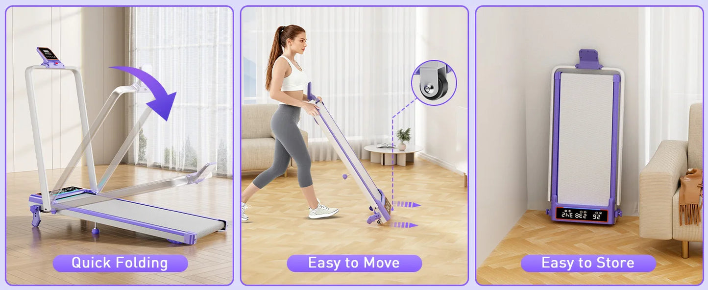 Folding Walking Pad with 15% Incline/RGB Light/Dual Screen Display/3.5HP Treadmills for Home,350lbs Capacity Smart App