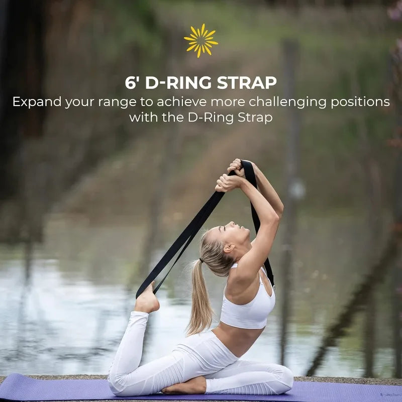 Sunshine Yoga 6-Pack Restorative Kit/1 Bolster (24"  12"  6"), 2 Blocks (4"  6" 9"),1 6ft D-Ring Strap