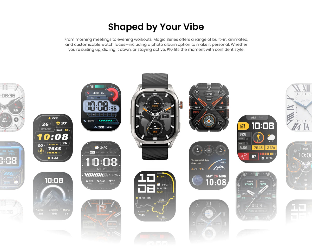 KOSPET MAGIC P10 GPS Smartwatch For Men Anti-Fingerprint AMOLED Screen/Dual-Band GNSS IP69K 5ATM Waterproof 180+ Sport Mode