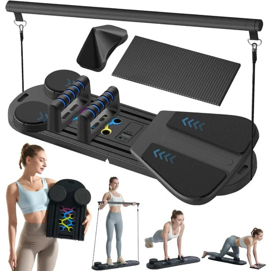 Pilates Board, 6 in 1 Pilates Reformer Machine Pilates Equipment/Multifunctional Abdominal Board Ab Roller Board Exercise Board