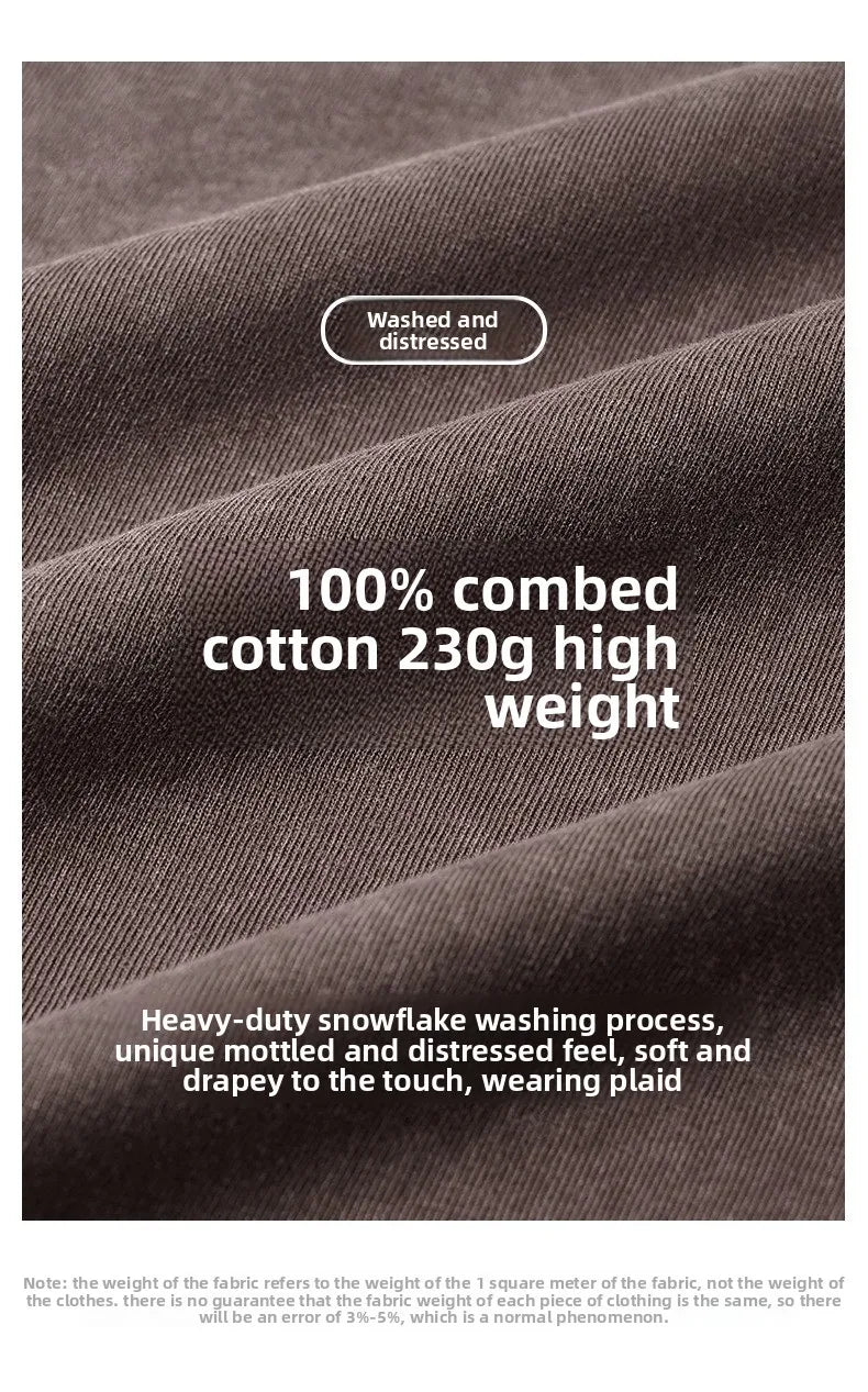 230g Pure Cotton European and American High Street Retro Washed/Distressed Sleeveless Vest Men's Casual Loose Shoulder T-shirt