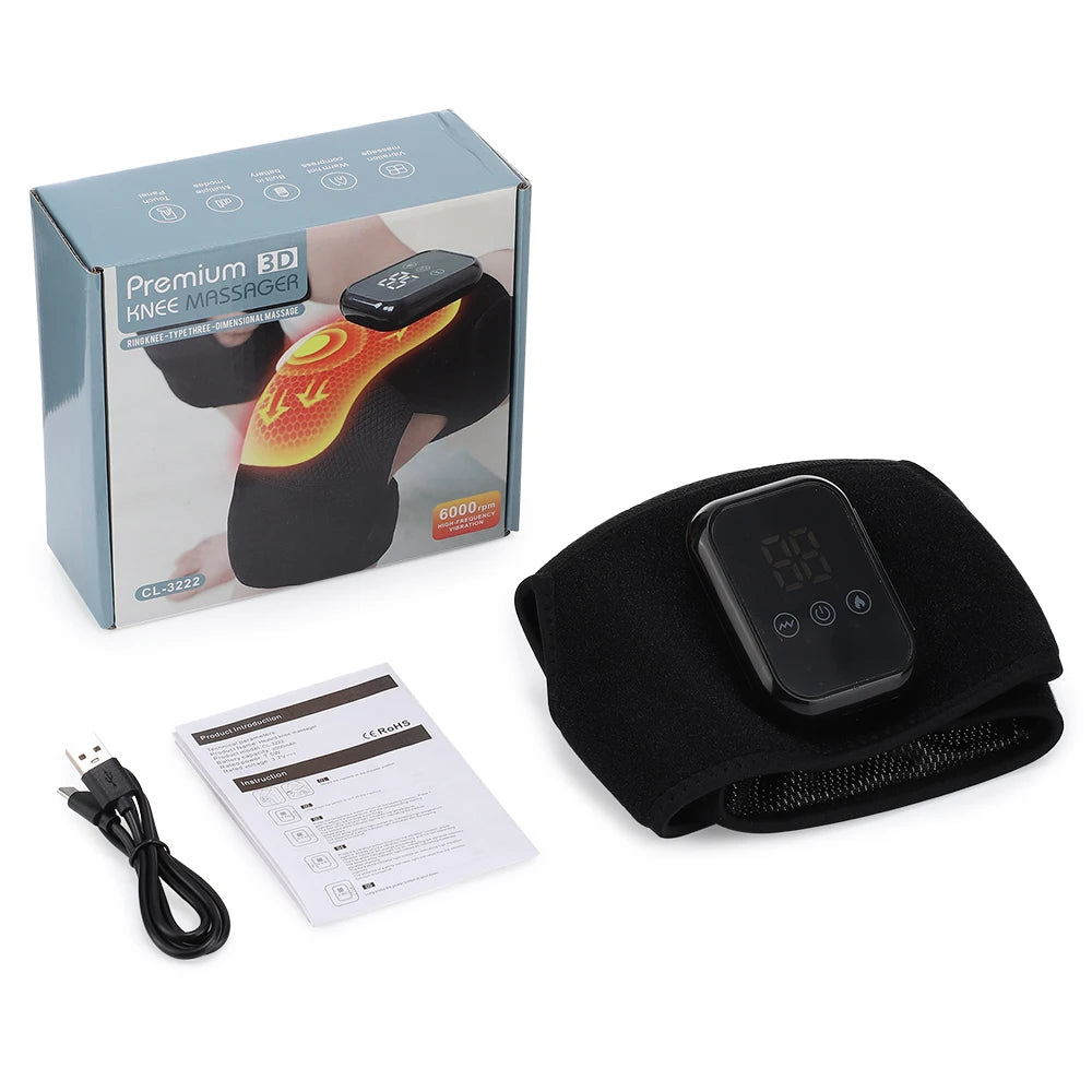 Smart Vibration Massage Knee Pad Heating Wrap Belt Larger Thermal/Area Joint Muscle Relaxation Brace Hot Compress Knee Massager