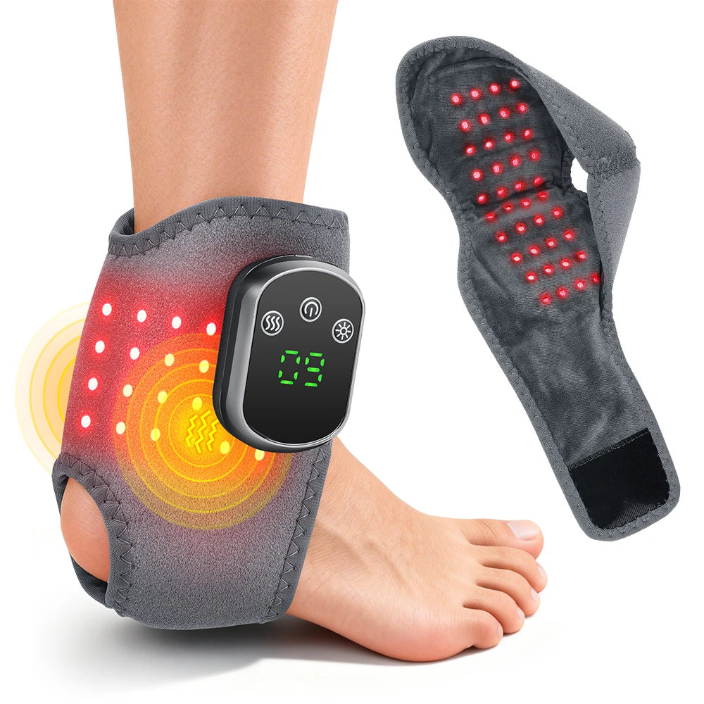 Red Light Cordless Heated Ankle Massager 660nm 40 LED Beads/Vibration Massage Foot Hand Wrap Ankle Brace