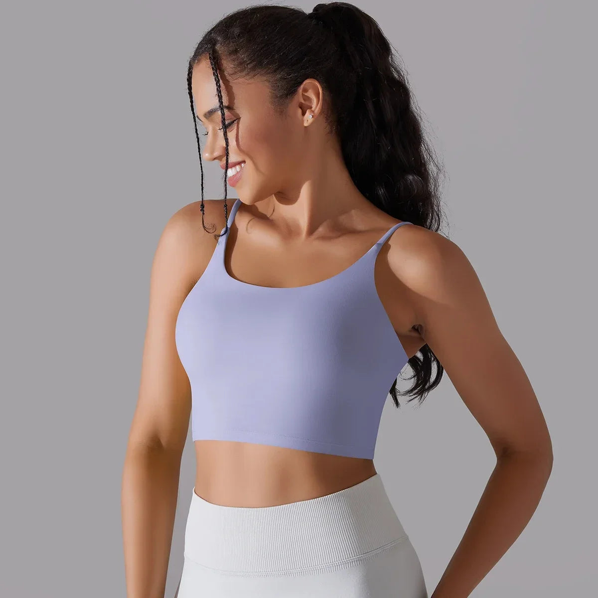 Solid Color Yoga Sports Bra Women Fixed Padded/Slim Gym Fitness Workout Undershirt Top