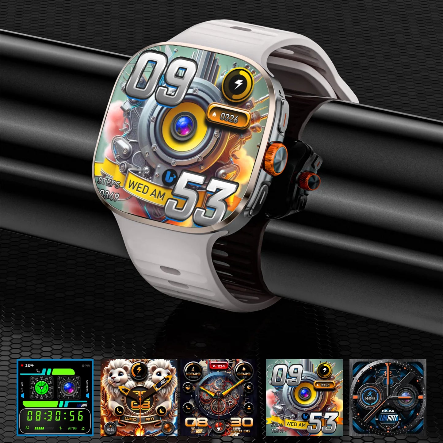 LOKMAT New APPLLP 6 MAX Android Smart Watch Phone Amoled Touch/Screen Rotating Camera AI Translation Function