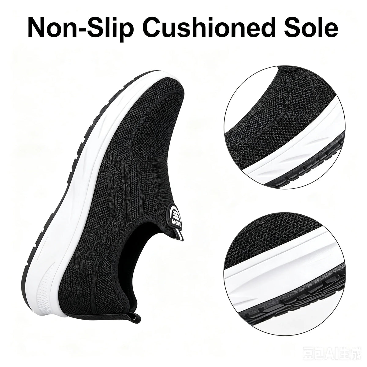 New Women Slip On Walking Sneakers Breathable Flying Knit Mesh/Casual Loafers Lightweight Cushion Platform Non Slip Sneakers