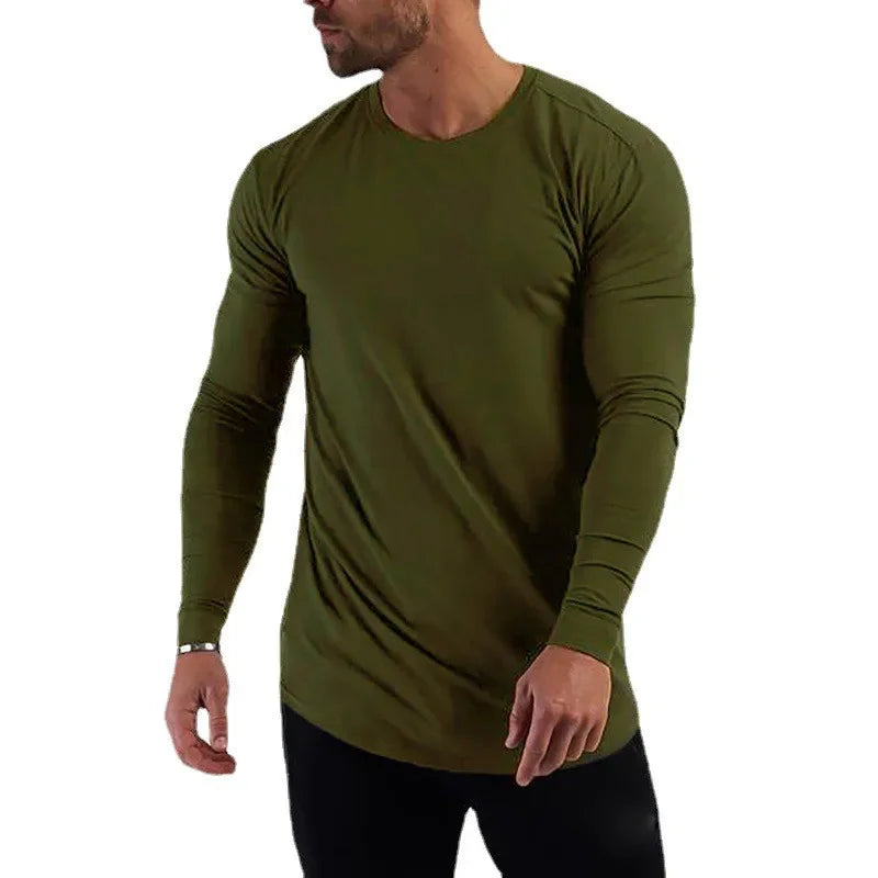 Plain Cotton Breathable Long Sleeve Clothing Gym Fitness Bodybuilding/Sport T-shirts Men's Workout Casual Slim Fit Autumn Shirts