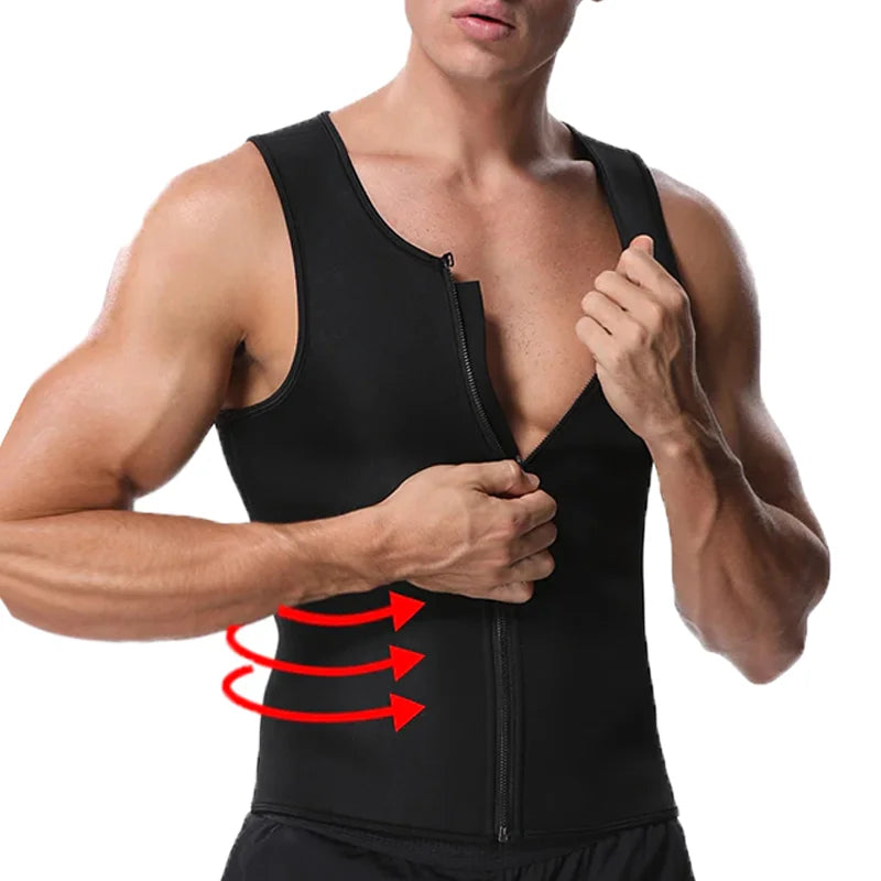 Men Waist Trainer Vest for Weight Loss Neoprene Fitness Corset Body Shaper/Zip Sauna Tank Top Workout Shirt Sauna Suit