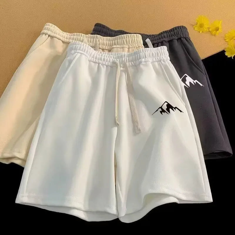 M-8XL Oversized Shorts Men's Casual Shorts Chinese Style Minimalist/Mountain Range Print Shorts Couple Basketball Short Pants