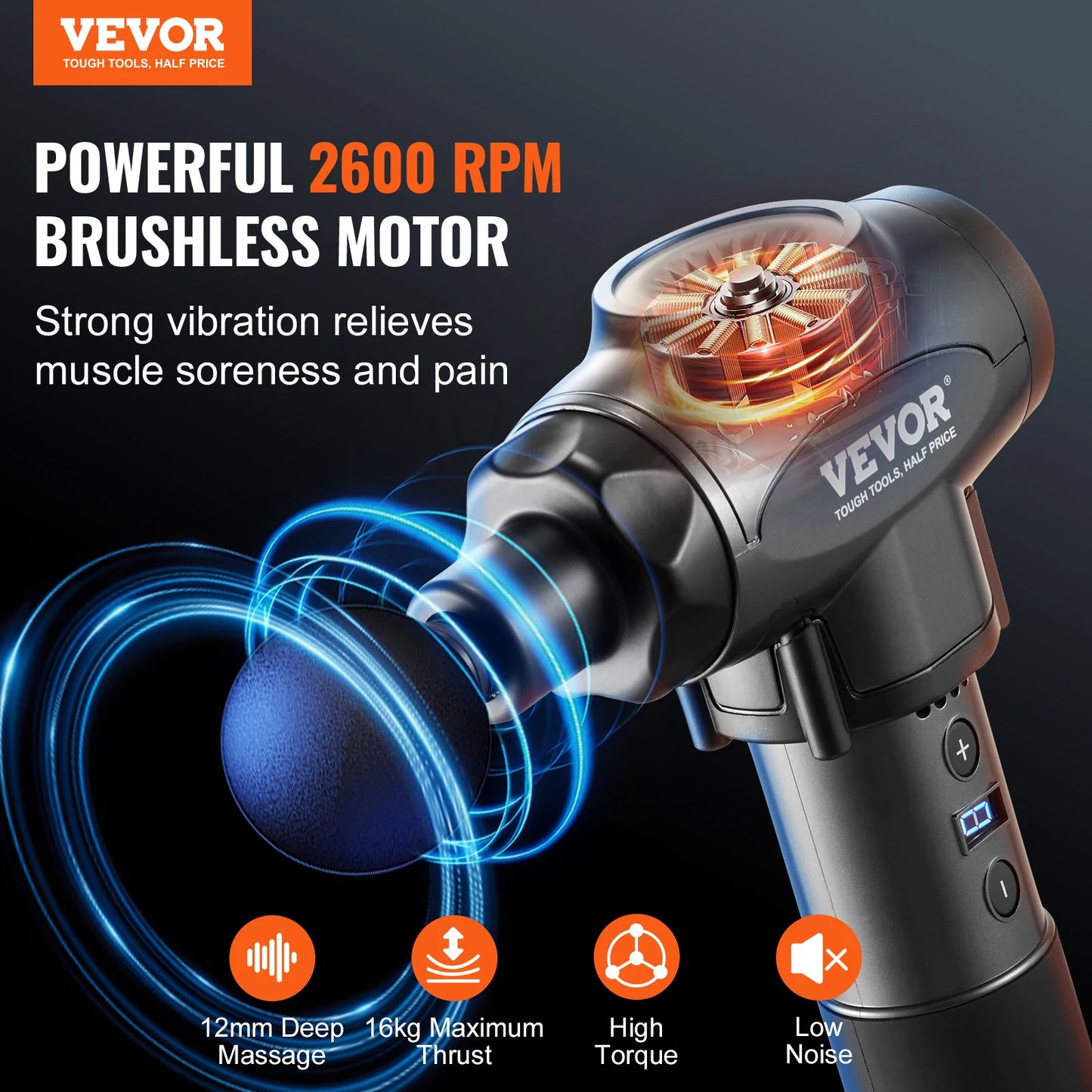 VEVOR Massage Gun Deep Tissue Percussion Muscle Massager/for Athletes Electric Massage Gun for Pain Relief Muscle Relaxation