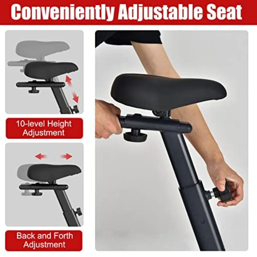 Upright Exercise Bike with Air Resistance and LCD Monitor for Home Gym/Cardio Workout Adjustable Fitness Bike with Phone Holder