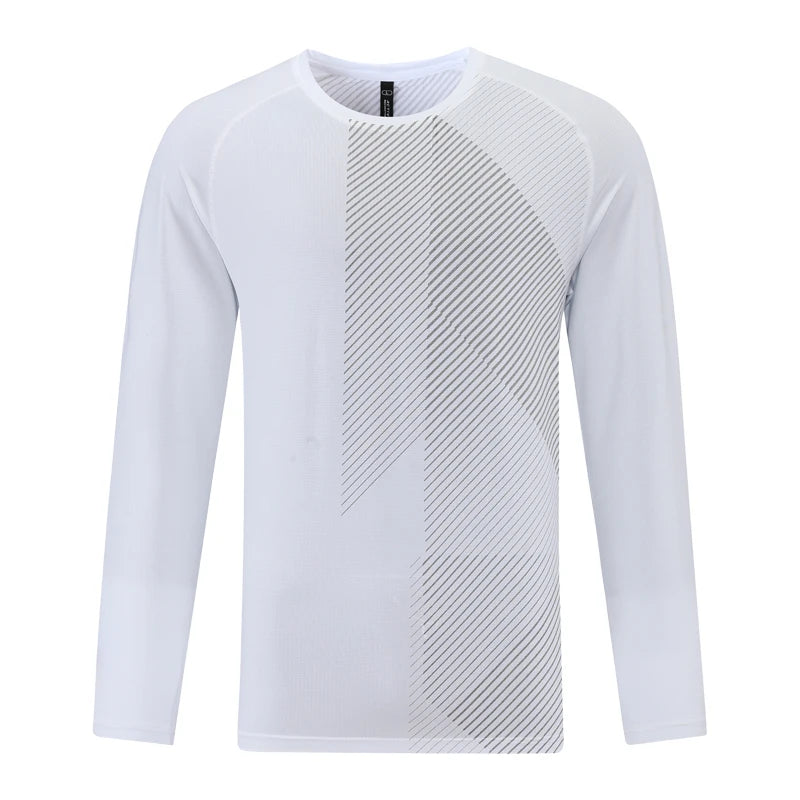 Men Prints Long Sleeve Casual Sports Quick Dry Running Shirts/Breathable Gym Sportswear High Quality Workout Long Tops