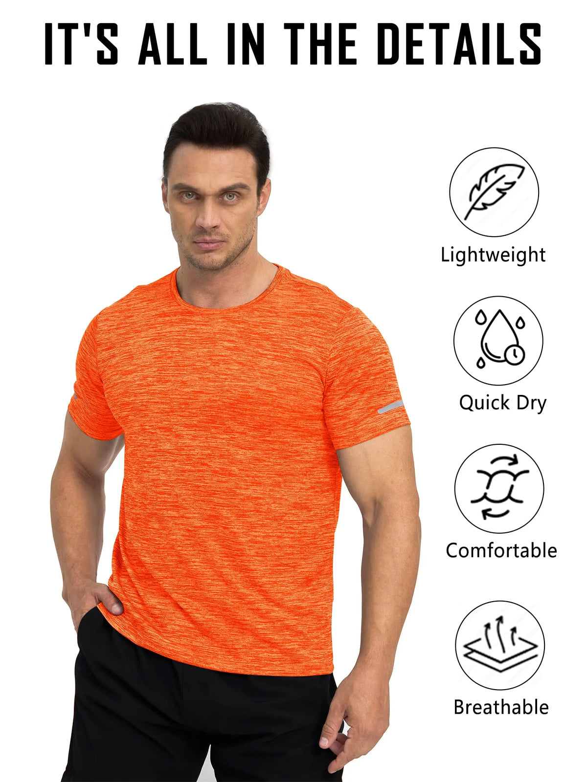 Men's Sports T-Shirts Short Sleeve Quick Dry Athletic/Workout Shirts Breathable Lightweight Running Gym Tees